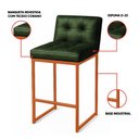 Ver imagem 3 de Banqueta Cozinha Alta com Encosto Industrial Kit 3 Bronze Lirina Pu Verde C05 - D’Rossi