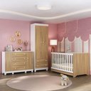 Ver imagem 1 de Quarto de Bebê Completo Berço Americano 3 em 1 Colchão Allegra Multimóveis Mp4610 Branco/
