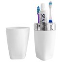 Ver imagem 2 de Porta Escova De Dente Com Tampa Suporte Pasta Banheiro Uz Branco Metalizado