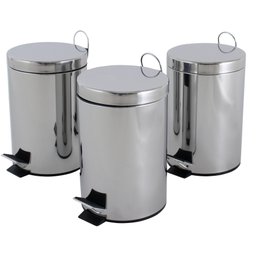 Kit 3 Lixeiras Aço Inox de 3 Litros Healer - 1