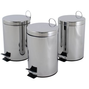 Kit 3 Lixeiras Aço Inox de 3 Litros Healer