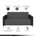 Ver imagem 3 de Sofá Living Decorativo Houston 2 Lugares 160cm Pés em Metal Veludo/ Pu Grafite/ Preto G33 - Gran Bel