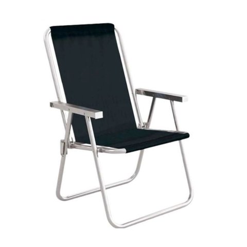 Cadeira de Praia Dobravel Alta Conforto Sannet 120kg Mor Cor Preta