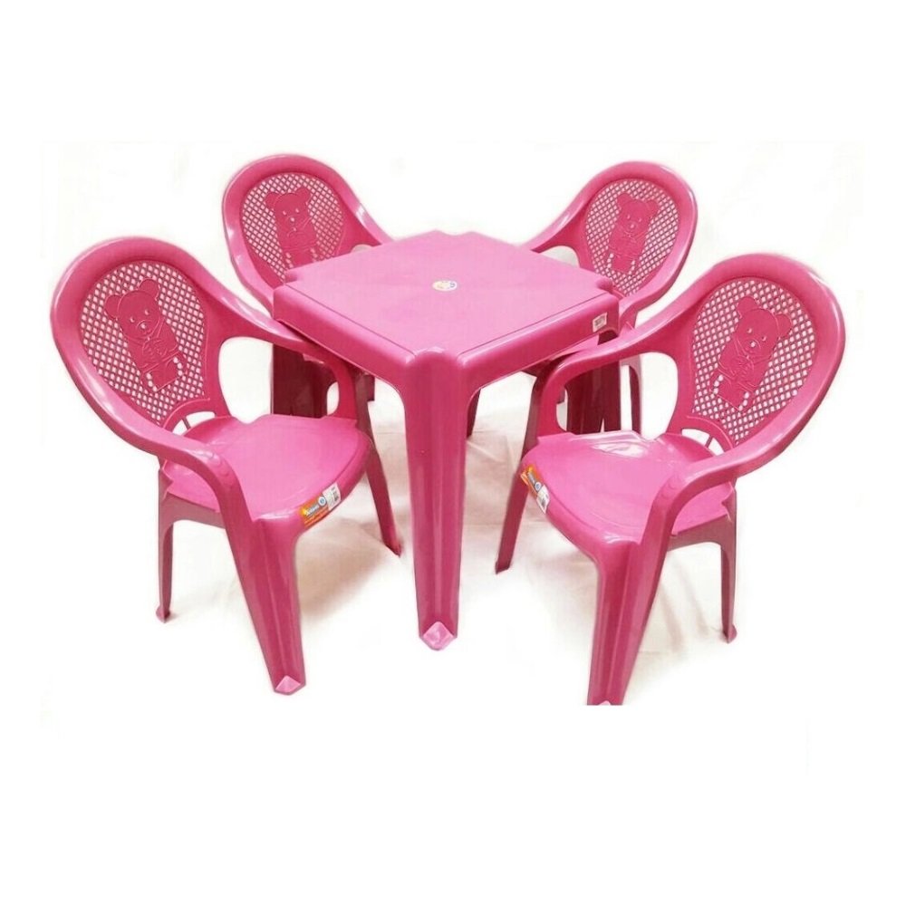 Conjunto Infantil Mesa E 4 Cadeiras Antares Rosa Kit 01 Jogo