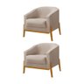 Kit 2 Poltronas Living Base em Madeira Maciça Flórida Veludo Bege - 1