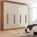 Ver imagem 1 de Guarda-roupa Casal Ele e Ela 8 Portas 8 Prateleiras Cinamomo/off White - Pm