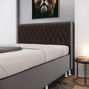 Ver imagem 1 de Cabeceira Estofada Bellatrix 160 para Cama Queen Couro Marrom Aradecor