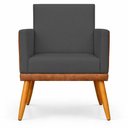 Ver imagem 6 de Poltrona Decorativa Lis Assento Confortável Linho Corino Pé Palito Marrom Clique & Decore
