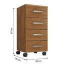 Ver imagem 4 de Gaveteiro Gávea 4 Gavetas Freijó com Rodízios - Móveis Leão