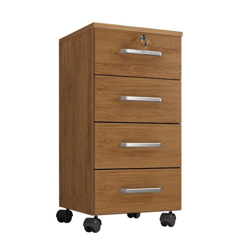 Gaveteiro Gávea 4 Gavetas Freijó com Rodízios - Móveis Leão