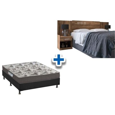 Cama Box Casal Crc + Colchão Iso 100 Ortobom + Cabeceira Plus Demolição