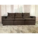 Ver imagem 3 de Sofá Retrátil e Reclinável 2,70m em Tecido Veludão C/pillow Nos Braços Athenas:marrom/270cm