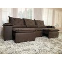 Ver imagem 4 de Sofá Retrátil e Reclinável 2,70m em Tecido Veludão C/pillow Nos Braços Athenas:marrom/270cm