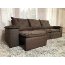 Ver imagem 5 de Sofá Retrátil e Reclinável 2,70m em Tecido Veludão C/pillow Nos Braços Athenas:marrom/270cm