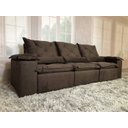 Ver imagem 6 de Sofá Retrátil e Reclinável 2,70m em Tecido Veludão C/pillow Nos Braços Athenas:marrom/270cm