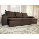 Ver imagem 1 de Sofá Retrátil e Reclinável 2,70m em Tecido Veludão C/pillow Nos Braços Athenas:marrom/270cm