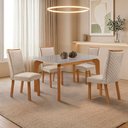 Ver imagem 2 de Mesa de Jantar Liz 120cm Tampo Mdf Vidro Canto Copo com 4 Cadeiras Lira