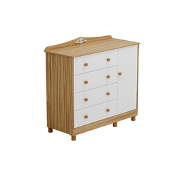 Cômoda Infantil Elô Peroba Branco Amêndoa 4 Gavetas 1 Porta - 2