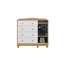 Cômoda Infantil Elô Peroba Branco Amêndoa 4 Gavetas 1 Porta - 1