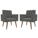 Ver imagem 1 de Kit 2 Poltronas Decorativas Poltrona Sala Estar e Recepção Cinza-escuro