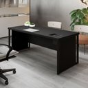 Ver imagem 1 de Escrivaninha Mesa Escritório Diretor com Caixa de Tomadas e Porta Objetos F5 Office 200cm Preto
