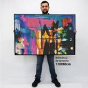 Ver imagem 2 de Quadro Decorativo em Canvas Abstrato Intense TaColado Moldura Flutuante 4,5cm Freijó 120 x 80cm