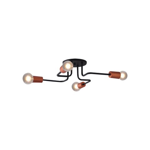 LUMINÁRIA PLAFON VOGUE 4 LAMP E27 PRETO/COBRE - 3212 PT/CB