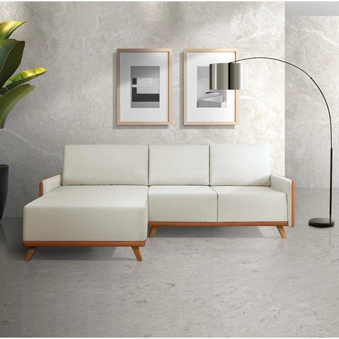 Sofá 4 Lugares com Chaise Lado Esquerdo 258cm Courino Geribá
