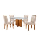 Ver imagem 2 de Conjunto Sala de Jantar Mesa Olímpia 90cm Tampo em Mdf Canto Copo e 4 Cadeiras Liz Moderna