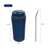 Copo Térmico Para Tereré Bebidas Geladas Com Canudo Aço Inox 650ml - Wp - Azul - 2