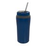 Copo Térmico Para Tereré Bebidas Geladas Com Canudo Aço Inox 650ml - Wp - Azul - 3