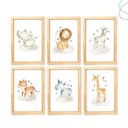Ver imagem 1 de Kit 6 Quadros Decoração Quarto Infantil Safari Baby Aquarela:pinus