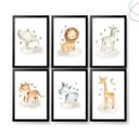 Ver imagem 3 de Kit 6 Quadros Decoração Quarto Infantil Safari Baby Aquarela:pinus