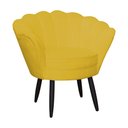 Ver imagem 2 de Conjunto Poltrona Estofada Com Puff Sala de Estar Pétala Suede Mostarda - LM DECOR