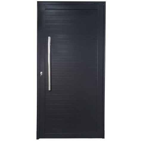 Porta Pivotante de Alumínio Preto com Puxador Linha Roma:Esquerda/ 210 x 100