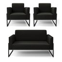 Ver imagem 1 de Sofá Namoradeira com 2 Poltronas Base Industrial Alta Preto Marisa Suede Preto D03 - D’Rossi