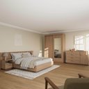 Ver imagem 1 de Kit Guarda Roupas 2 Portas, Cama Queen e Complementos de Quarto Araçá CabeCasa MadeiraOriginals Marrom/Nogueira