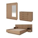 Ver imagem 2 de Kit Guarda Roupas 2 Portas, Cama Queen e Complementos de Quarto Araçá CabeCasa MadeiraOriginals Marrom/Nogueira
