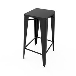 Kit 3 Banquetas Alta Industrial Bistrô Iron Tolix sem Encosto em Aço Assento Preto - 3