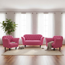 Ver imagem 2 de Kit Namoradeira + 2 Poltronas Decorativa Dália Veludo Rosa