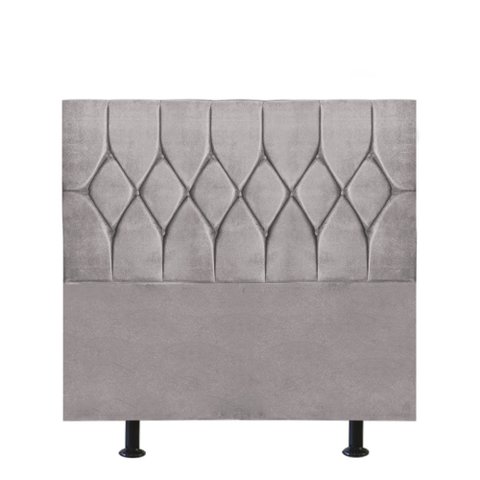 Cabeceira Estofada Istambul Capitonê 90cm Solteiro Box Quarto Suede Cinza Claro - Ahazzo Móveis