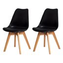 Ver imagem 1 de Kit 2 Cadeiras Estofadas com Encosto para Mesa de Jantar Cozinha Sala Saarinen Leda Wood Preta