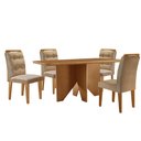 Ver imagem 2 de Mesa de Jantar Evora 120cm Mdf Canto Copo e 4 Cadeiras Carol