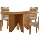 Ver imagem 7 de Mesa de Jantar Evora 120cm Mdf Canto Copo e 4 Cadeiras Carol