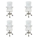 Ver imagem 1 de Kit com 4 Cadeiras Escritório Diretor Tela Mesh Braço Regulável Ajuste Lombar Bogotá Branco