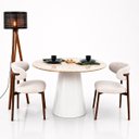 Ver imagem 2 de Mesa de Jantar Cone Redondo 100 cm Tampo Mármore Taj Mahal Base Laca Branca