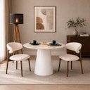 Ver imagem 4 de Mesa de Jantar Cone Redondo 100 cm Tampo Mármore Taj Mahal Base Laca Branca