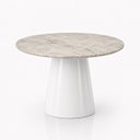 Ver imagem 1 de Mesa de Jantar Cone Redondo 100 cm Tampo Mármore Taj Mahal Base Laca Branca