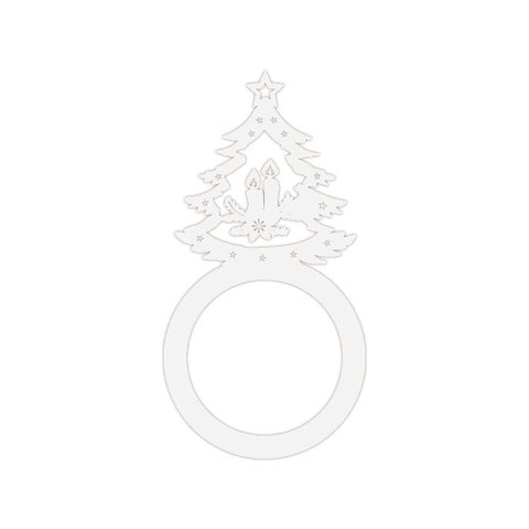 Porta Guardanapo Árvore de Natal Kit com 4 Peças 4,5cmx8,5cm - Cria Arte Laser Branco