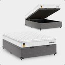 Ver imagem 1 de Cama Box Baú Viúva Cinza + Colchão Life D33 Pillow Top 61x128x188cm Branco - e-Shop Casa